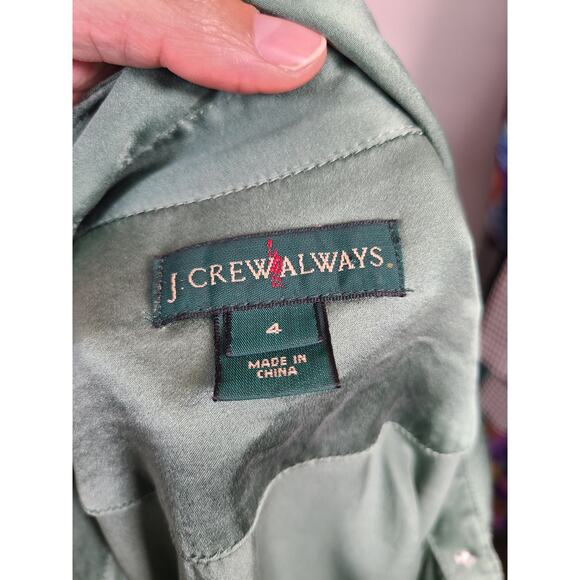 J.CREW Always 90s Green Silk Top - Picture 3 of 5